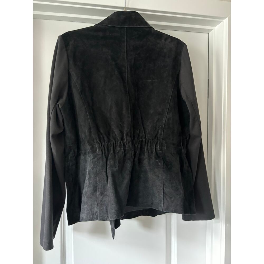 All Season Chic Leather Faux Suede Moto Jacket Black Size Medium EUC - Picture 3 of 7